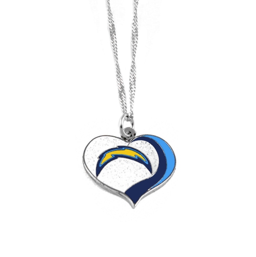 LA Los Angeles Chargers Sports Team Logo NFL Glitter Heart Necklace Charm Gift