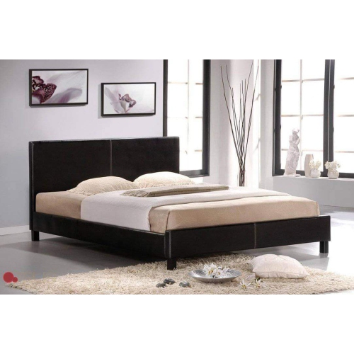 True Contemporary King Mirabel Espresso Faux Leather Platform Bed