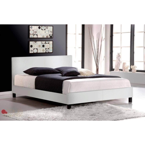 True Contemporary Queen Mirabel White Faux Leather Platform Bed