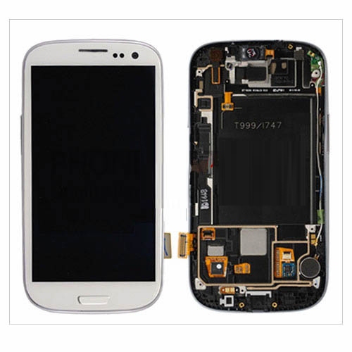 Samsung Galaxy S3 LCD Assembly With Touch Screen Digitizer Including Frame for i747 T999 - White
