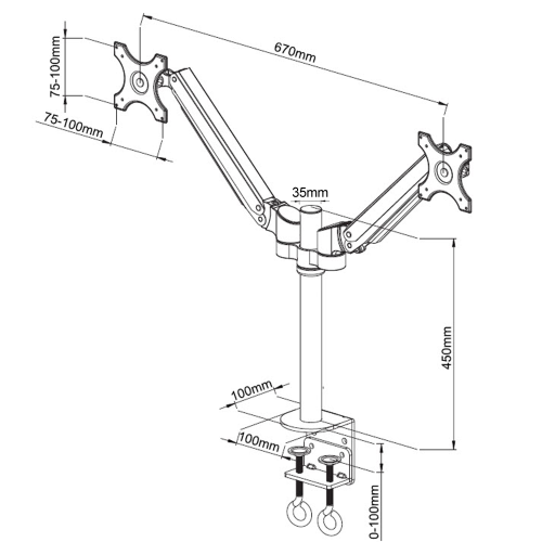 Dual Monitor Stand, Heavy Duty Deluxe Gas Spring Mount Arms with for Two 10''-32' LED/LCD/PDP Computer Monitor