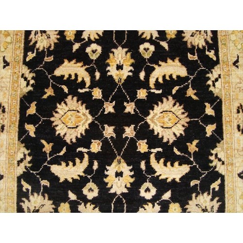 Ahmedani Chobi Zeigler Mahal Excellent Designed Vege Dyed Hand Knotted Carpet 5.1' x 3.2' Area Rug - Black