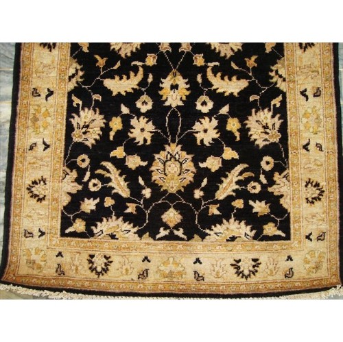 Ahmedani Chobi Zeigler Mahal Excellent Designed Vege Dyed Hand Knotted Carpet 5.1' x 3.2' Area Rug - Black