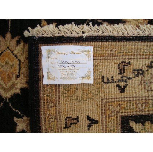 Ahmedani Chobi Zeigler Mahal Excellent Designed Vege Dyed Hand Knotted Carpet 5.1' x 3.2' Area Rug - Black