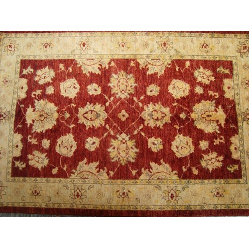 Ahmedani Gorgeous Chobi Zeigler Mahal Vege Dyed Hand Knotted Carpet 4.11' x 3.3' Area Rug - Red