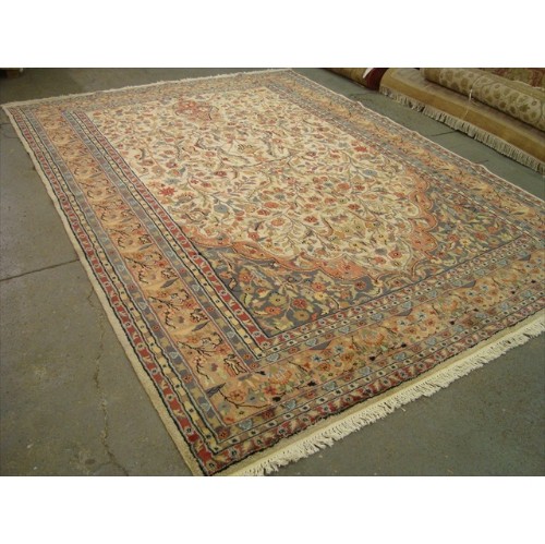 Ahmedani Tree of Life Peace Birds Harmony Wool Silk Hand Knotted Carpet 11.2' x 8.0' Area Rug - Ivory