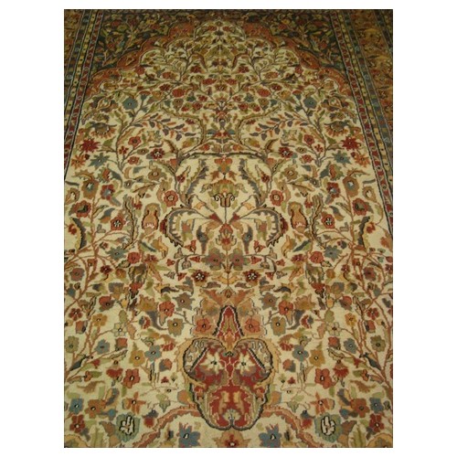 Ahmedani Tree of Life Peace Birds Harmony Wool Silk Hand Knotted Carpet 11.2' x 8.0' Area Rug - Ivory