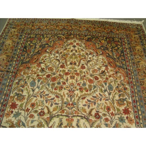 Ahmedani Tree of Life Peace Birds Harmony Wool Silk Hand Knotted Carpet 11.2' x 8.0' Area Rug - Ivory