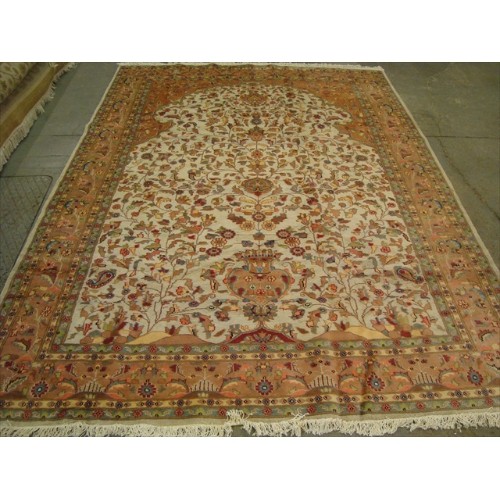 AHMEDANI  Mehrab Vase Life Floral Exclusive Designed Rectangle Area Rug Wool Silk Hand Knotted Carpet (10.2 X 7.3)'