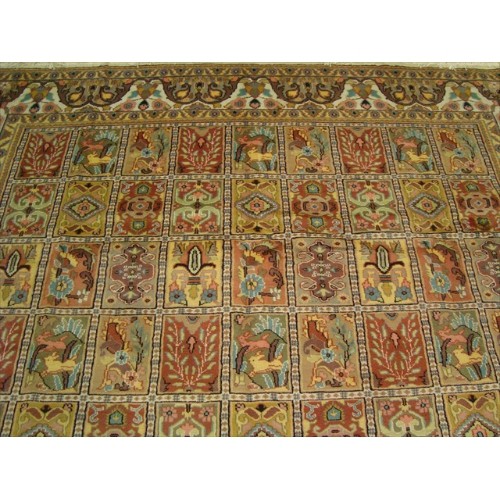 Ahmedani Bakhtiari Pestal Flower All Over Wool Silk Hand Knotted Carpet 11.2' x 8.5' Area Rug - Ivory