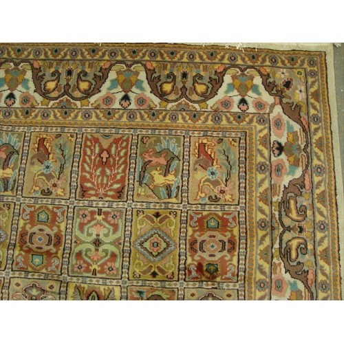 Ahmedani Bakhtiari Pestal Flower All Over Wool Silk Hand Knotted Carpet 11.2' x 8.5' Area Rug - Ivory