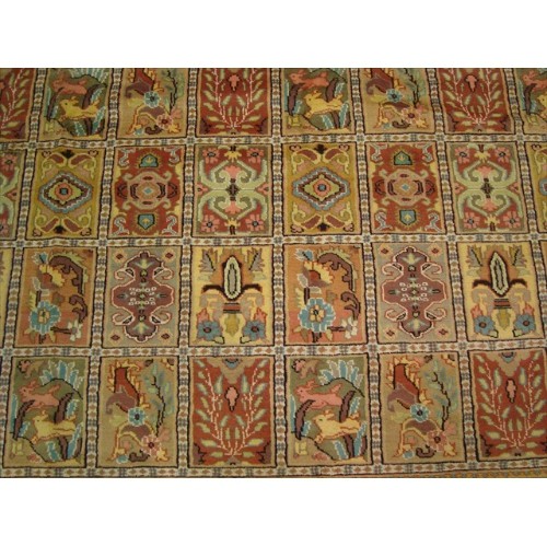 Ahmedani Bakhtiari Pestal Flower All Over Wool Silk Hand Knotted Carpet 11.2' x 8.5' Area Rug - Ivory