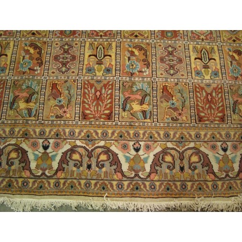 Ahmedani Bakhtiari Pestal Flower All Over Wool Silk Hand Knotted Carpet 11.2' x 8.5' Area Rug - Ivory