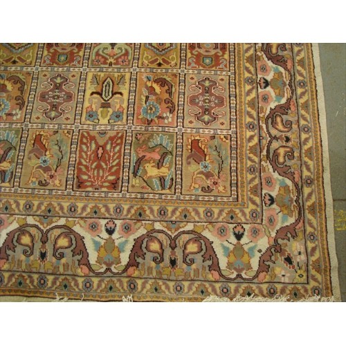 Ahmedani Bakhtiari Pestal Flower All Over Wool Silk Hand Knotted Carpet 11.2' x 8.5' Area Rug - Ivory