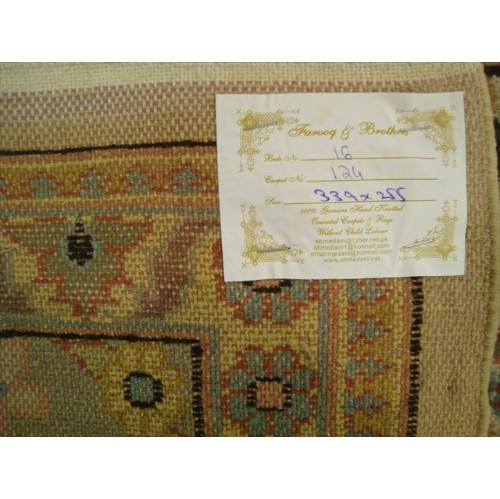 Ahmedani Bakhtiari Pestal Flower All Over Wool Silk Hand Knotted Carpet 11.2' x 8.5' Area Rug - Ivory