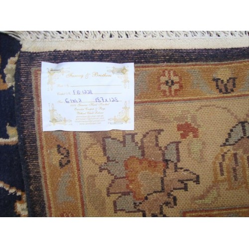 Mid Night Blue Hot Ivory Touch Medallion Rectangle Area Rug Hand Knotted Wool Silk Carpet'