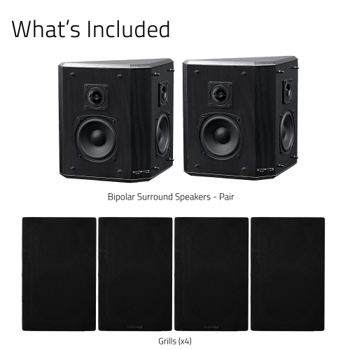 Fluance Elite High Definition 2-Way Bipolar Surround Speakers for Wide Dispersion Surround Sound