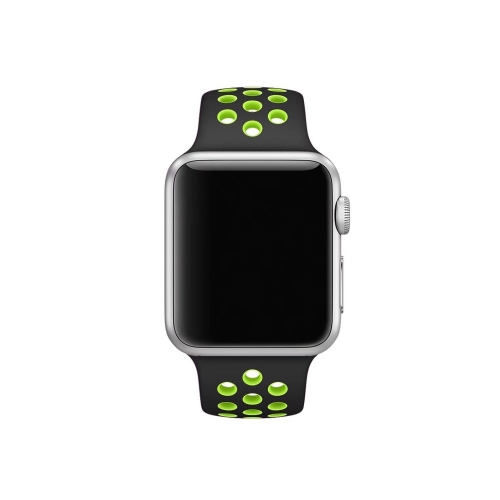 Soft Durable Sport Replacement Wrist Strap for iWatch Series 1/2/3/4/5/6/7 Apple Watch Band 42/44/45 mm M/L - Black & Green