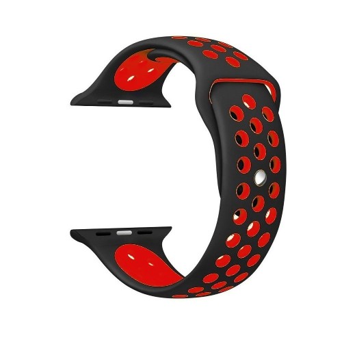 Soft Durable Sport Replacement Wrist Strap for iWatch Series 1 Series 2 Apple watch band 42mm M/L - Black and Red