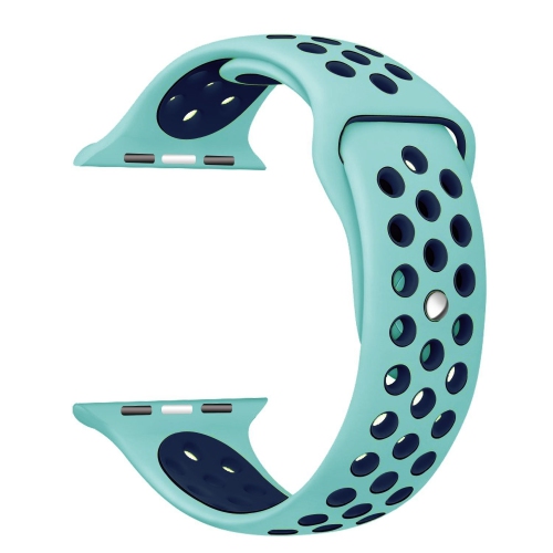 NAVOR  Soft Durable Sport Replacement Wrist Strap for Iwatch Series 1/2/3/4/5/6/7 Apple Watch Band 42/44/45 MM M/l - Mint & In Navy Blue