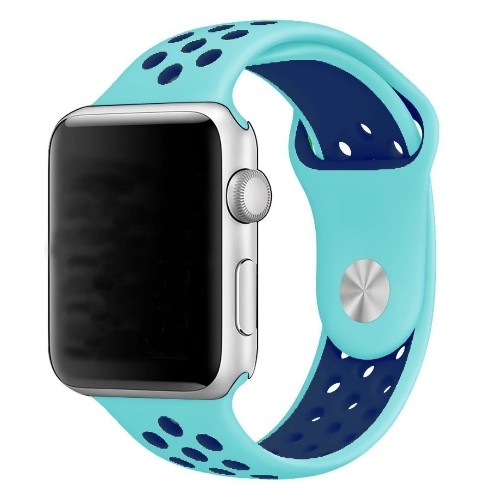 Soft Durable Sport Replacement Wrist Strap for iWatch Series 1 Series 2 Apple watch band 42mm M/L - Mint and Navy Blue