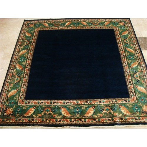 Ahmedani Mid Night Gabbeh Afghan Square Hand Knotted Carpet 6.5' x 6.8' Area Rug - Dark Blue