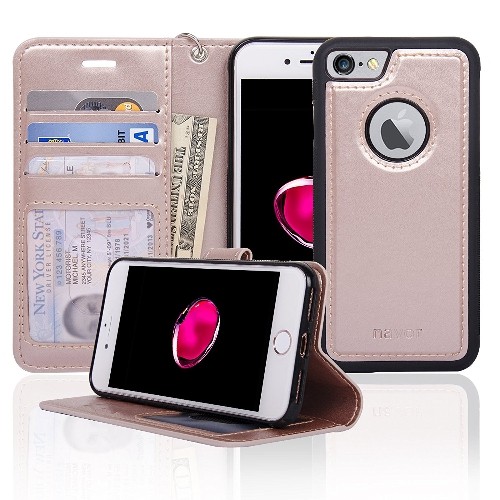 NAVOR  Wallet Case for Iphone 7 - Rose In Gold