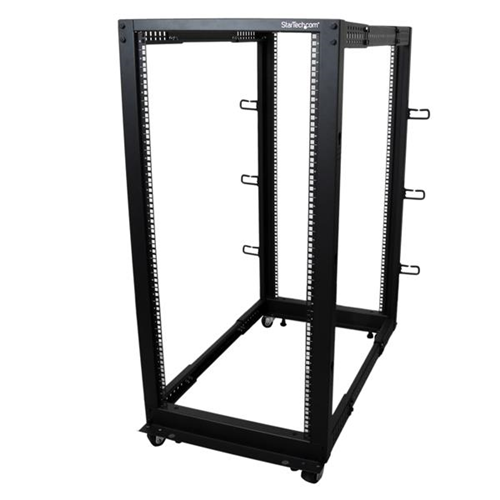 StarTech 25U Adjustable Depth Open Frame 4-Post Server Rack w/ Casters (4POSTRACK25U)