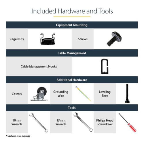 StarTech 25U Adjustable Depth Open Frame 4-Post Server Rack w/ Casters