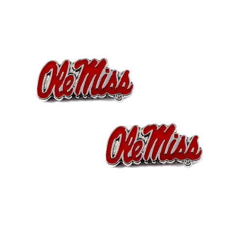 NCAA OLE Miss Running Rebels Sports Team Logo Charm Post Stud Earring Set
