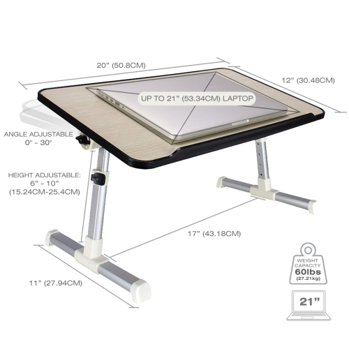 Anthrodesk Laptop Table with Adjustable Legs and Tilting Tray