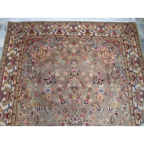 Ahmedani Kash Flowers Allover Classic Designed Wool Silk Hand Knotte Carpet 8.4' x 5.2' Area Rug - Multi-Colour