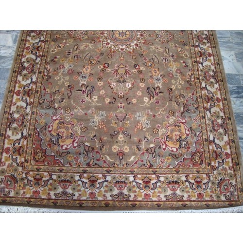 Ahmedani Kash Flowers Allover Classic Designed Wool Silk Hand Knotte Carpet 8.4' x 5.2' Area Rug - Multi-Colour