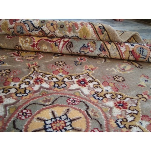 Ahmedani Kash Flowers Allover Classic Designed Wool Silk Hand Knotte Carpet 8.4' x 5.2' Area Rug - Multi-Colour