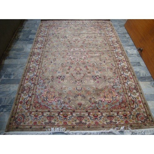 Ahmedani Kash Flowers Allover Classic Designed Wool Silk Hand Knotte Carpet 8.4' x 5.2' Area Rug - Multi-Colour