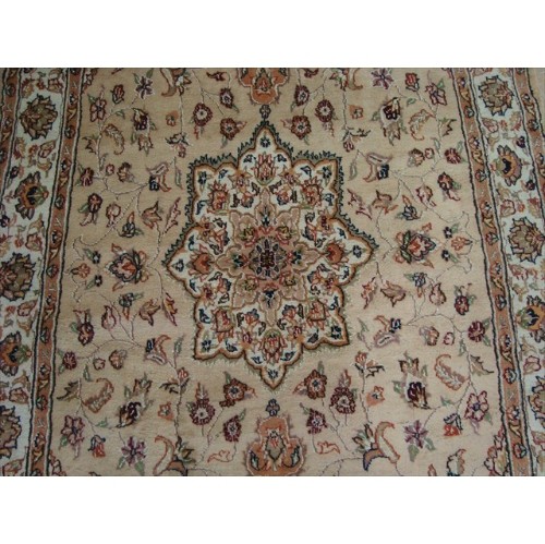 Beige Tan Floral Exclusive Rectangle Area Rug Hand Knotted Wool Silk Carpet'