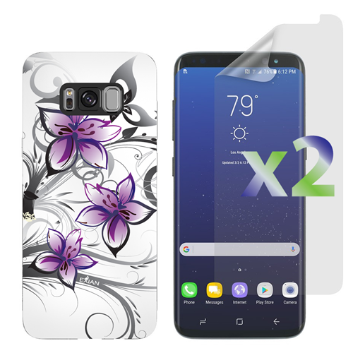 Étui souple ajusté d’Exian pour Galaxy S8 de Samsung - Blanc - Violet