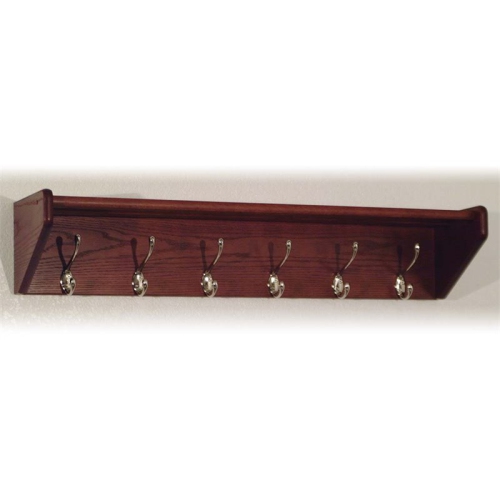 WOODEN MALLET  36Hcrnmh 6 Hook Shelf Mahogany - Nickel