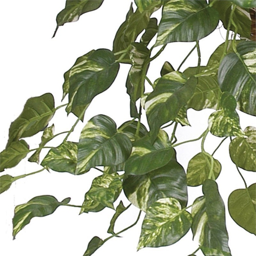 Nearly Natural Pothos Hanging Basket Silk Plant in Green/Brown