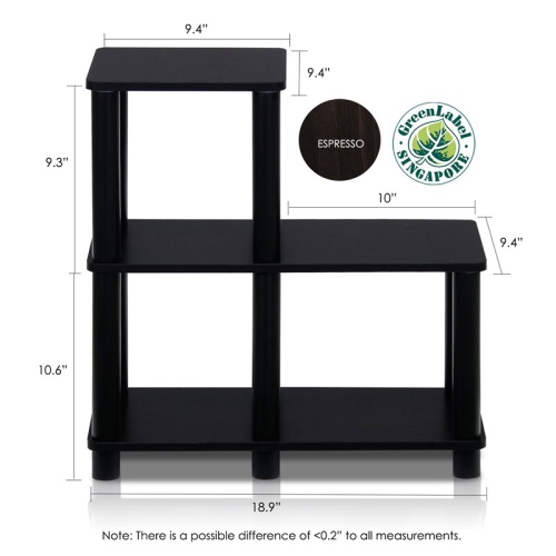 Furinno Turn-N-Tube Accent Decorative Shelf Espresso & Black - 19.9 x 18.9 x 9.4 in.