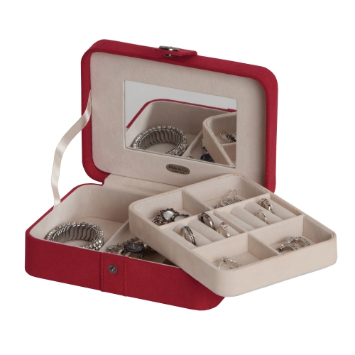 Mele & Co 0057322M Giana Plush Fabric Jewelry Box with Lift Out Tray in Red