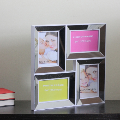 Gordon 32011781 13.75 in. White Trimmed Glass Encased Photo Picture Frame Collage Wall Decoration