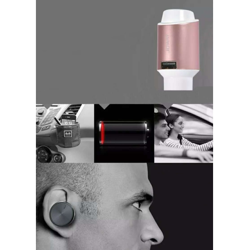 Bluetooth Headset with Car Charger Adapter for iPhone Samsung Android – Wireless Earbuds V4.1, HiFi Stereo, Auto Connect, Handsfree Calling, 10m