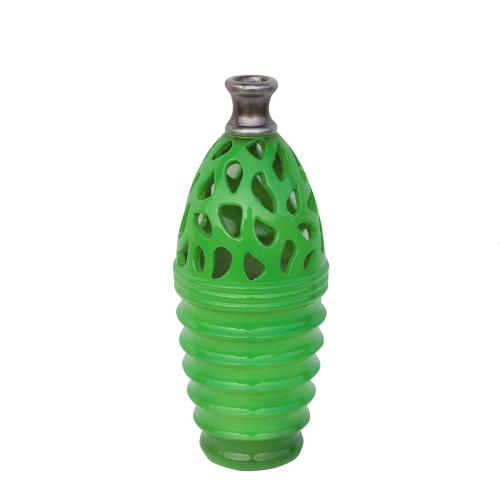 NorthLight 11.25 in. Lime Green & Gray Decorative Outdoor Patio Cutout Vase