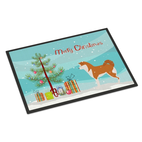 Carolines Treasures BB2990MAT Akita Merry Christmas Tree Indoor or Outdoor Mat 18x27