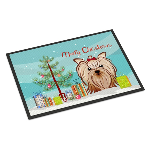 Carolines Treasures BB1576MAT Christmas Tree & Yorkie Yorkishire Terrier Indoor or Outdoor Mat 18 x 27