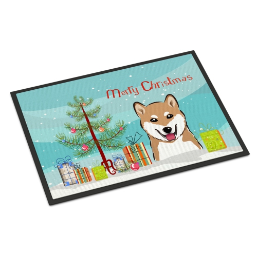 Carolines Treasures BB1597MAT Christmas Tree & Shiba Inu Indoor or Outdoor Mat 18 x 27