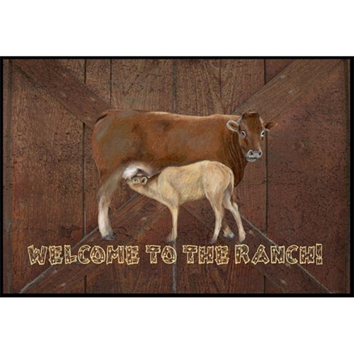 Carolines Treasures SB3084MAT Welcome to the Ranch with the Cow and Baby Indoor or Outdoor Mat