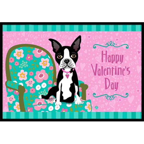 Carolines Treasures VHA3001MAT Happy Valentines Day Boston Terrier Indoor or Outdoor Mat 18 x 27