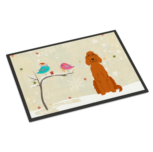 Carolines Treasures BB2536MAT Christmas Presents Between Friends Irish Setter Indoor or Outdoor Mat 18 x 0.25 x 27 in.